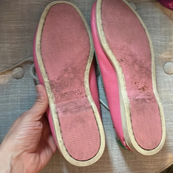 Vintage preppy sperry Top Siders 8 pink green - Picture 6 of 7